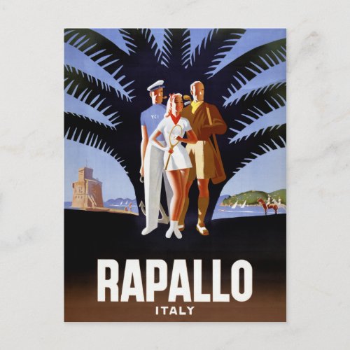Rapallo Italy Vintage Travel Poster Postcard