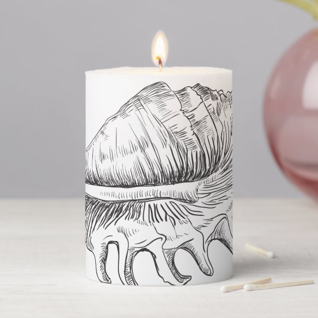 Rapana Seashell Coffee Mug Pillar Candle (In Situ)