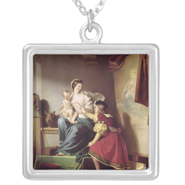 Raphael Adjusting his Model's Pose his Silver Plated Necklace (Front)