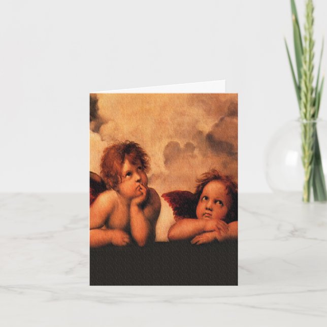 Raphael Angelic Cherub Art Holiday Card (Front)