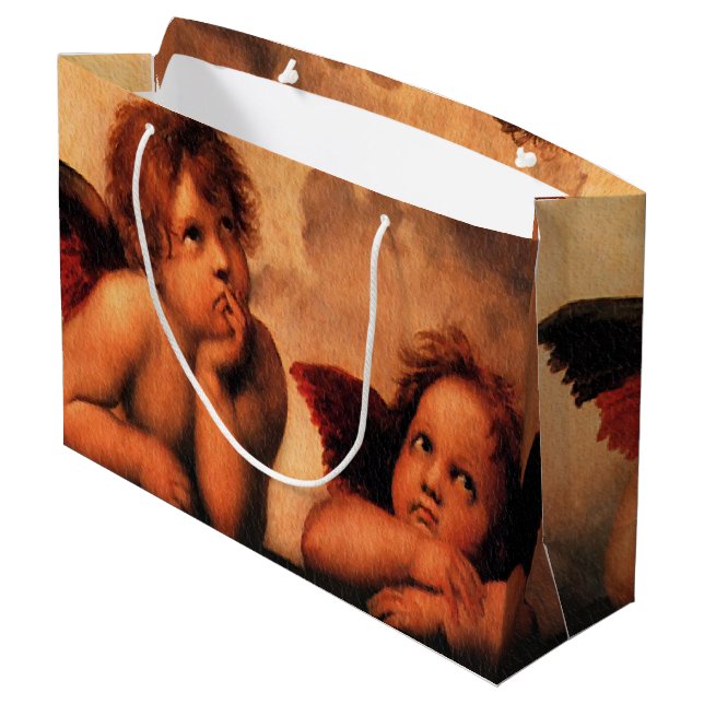 Raphael Angelic Cherub Art Large Gift Bag (Back Angled)