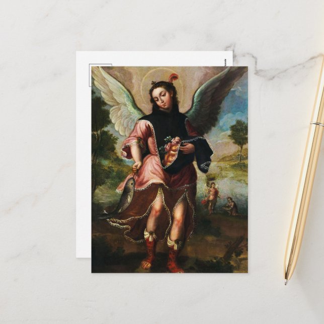 Raphael Archangel by José de Paez Holiday Postcard (Front/Back In Situ)