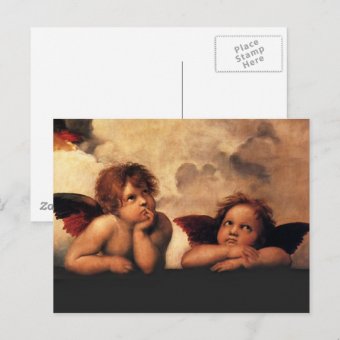 Raphael Cherubs Sistine Madonna 2 Angels Postcard | Zazzle