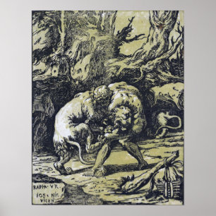 Raphael - Hercules Strangling The Nemean Lion Poster
