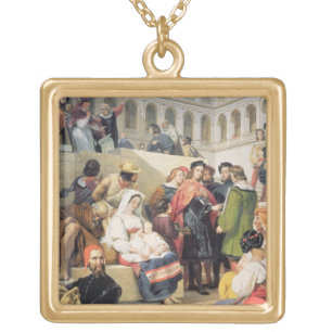 Raphael in the Vatican, 1832 (oil on canvas) Gold Plated Necklace