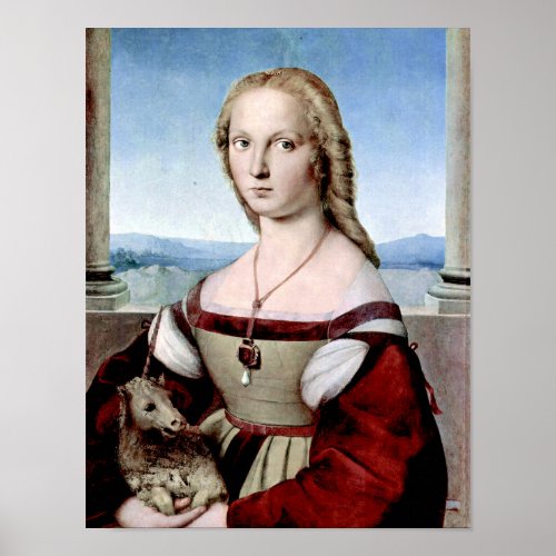 Raphael  Lady with unicorn  Raffaello Santi Poster