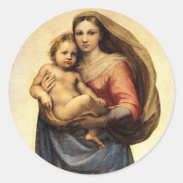 Raphael Madonna and Christ Child ... 1512 Classic Round Sticker (Front)