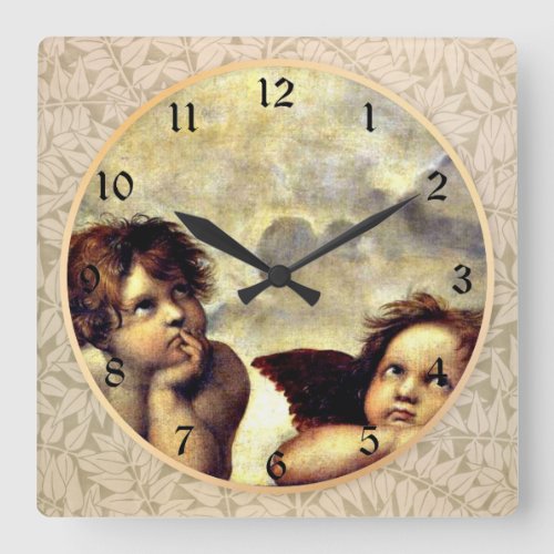 Raphael Putti Detail from the Sistine Madonna Square Wall Clock