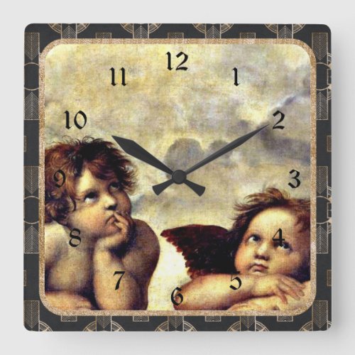 Raphael Putti Detail from the Sistine Madonna Square Wall Clock