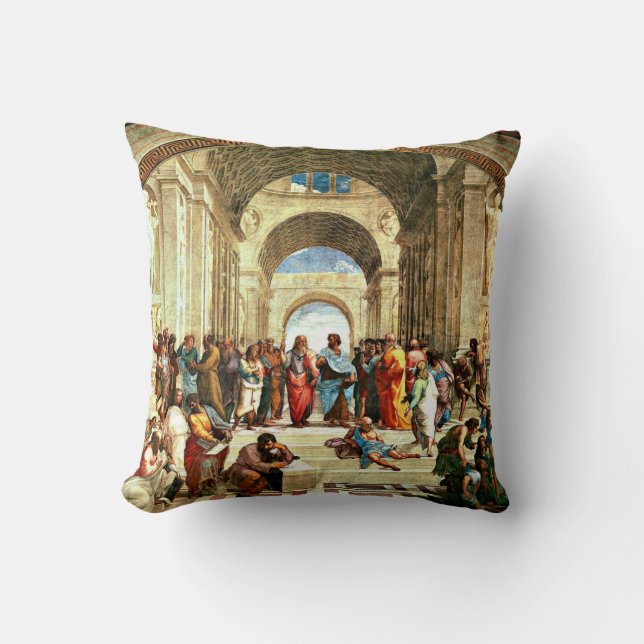 Raphael - School of Athens, Throw Pillow (Front)