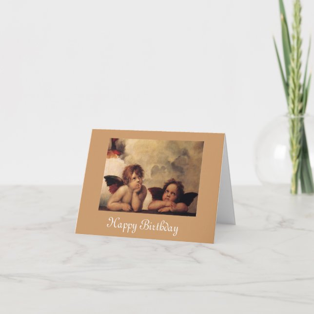 Raphael,Sistine Cherub, Happy Birthday Card (Front)