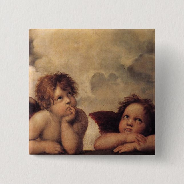 Raphael,Sistine Cherub Pinback Button (Front)