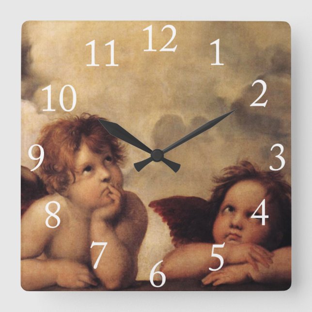 Raphael,Sistine Cherub Square Wall Clock (Front)