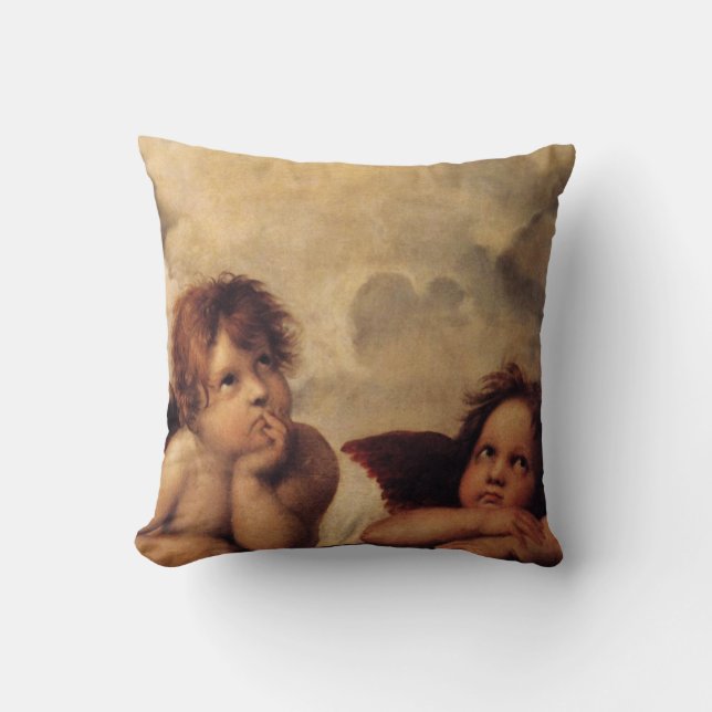 Raphael, Sistine Cherub Throw Pillow (Front)
