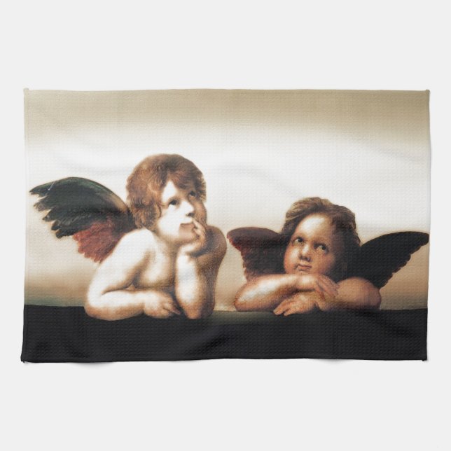Raphael Sistine Madonnas Cherub Version 2 Towel (Horizontal)