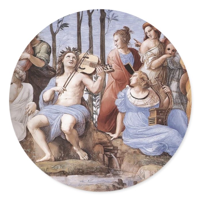 Raphael The Parnassus, the Stanza Segnatura Sticker