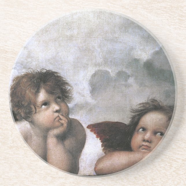 Raphael Two Angels Drink Coaster (Front)