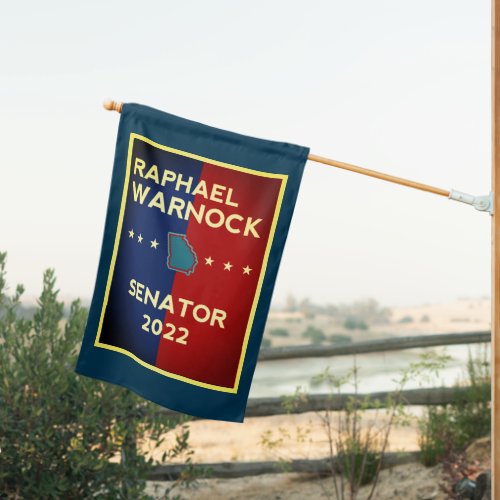 Raphael Warnock Georgia Senator 2022 Vote Blue House Flag