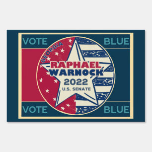 Raphael Warnock Georgia Senator 2022 Vote Blue Sign