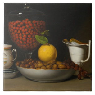 Raphaelle Peale - Still Life - Strawberries, Nuts, Ceramic Tile