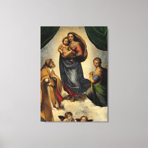 Raphaels Classic Sistine Madonna circa 1513 Canvas Print