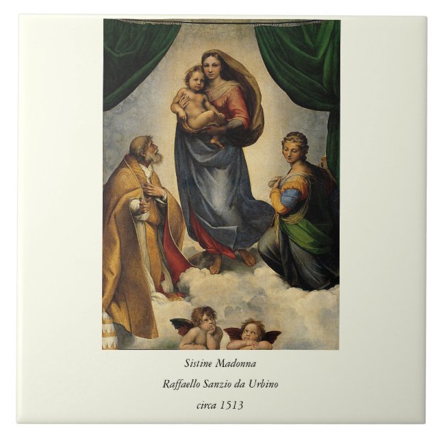 Raphael's Classic "Sistine Madonna" (circa 1513) Ceramic Tile (Front)