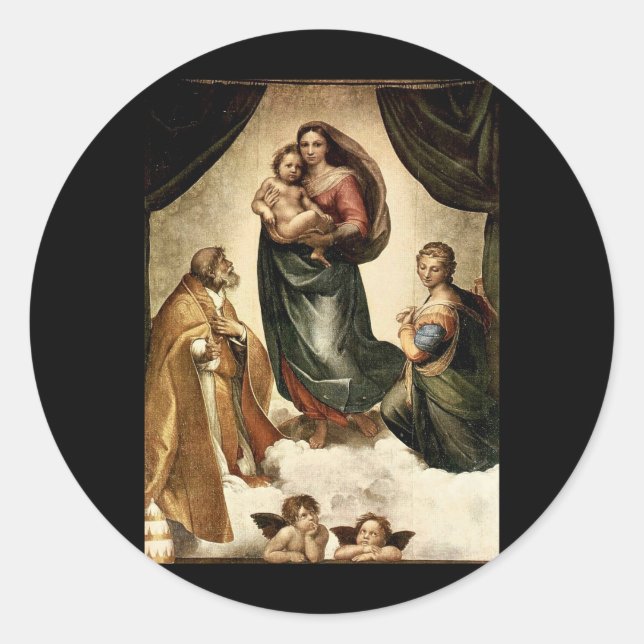 Raphael's Classic "Sistine Madonna" (circa 1513) Round Sticker (Front)