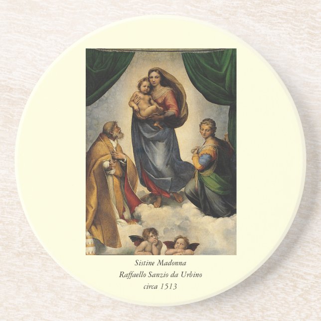 Raphael's Classic "Sistine Madonna" (circa 1513) Sandstone Coaster (Front)