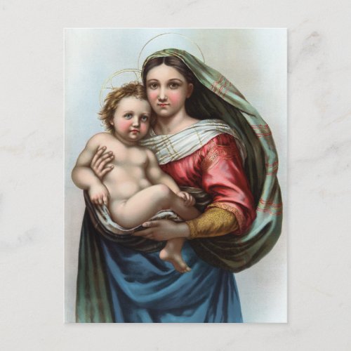 Raphaels Madonna Vintage Poster Restored Postcard