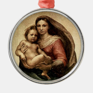 Raphael's "Sistine Madonna" Detail (circa 1513) Metal Ornament