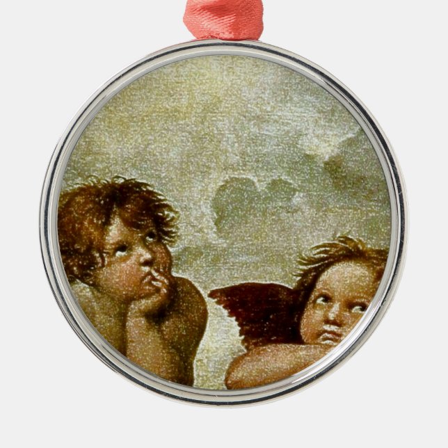 Raphael's "Sistine Madonna" Detail (circa 1513) Metal Ornament (Front)