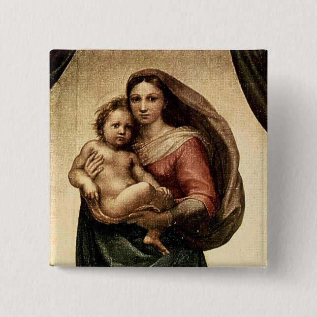 Raphael's "Sistine Madonna" Detail (circa 1513) Pinback Button (Front)