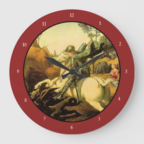 Raphaels St George and the Dragon circa 1505 Large Clock