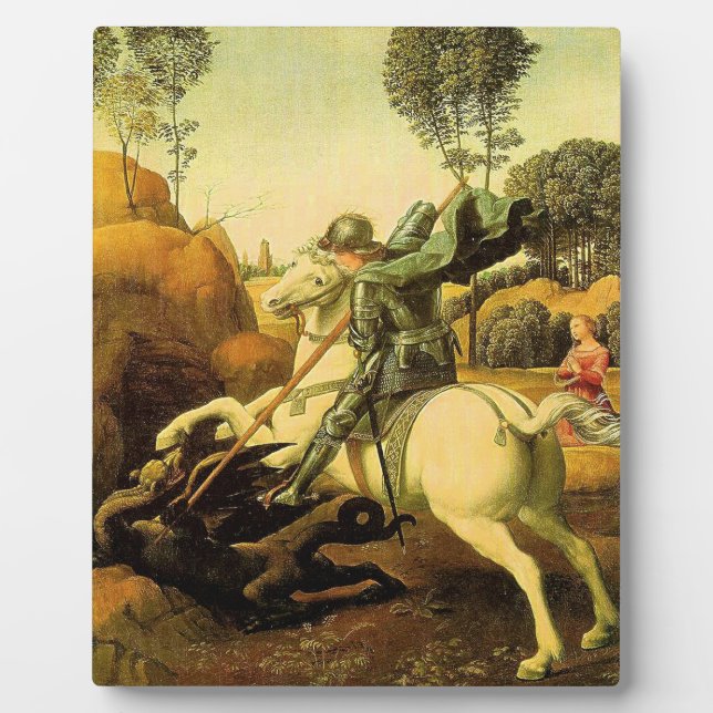 Raphael's "St. George and the Dragon" (circa 1505) Plaque (Front)