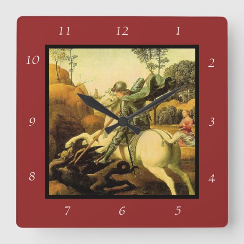 Raphaels St George and the Dragon circa 1505 Square Wall Clock