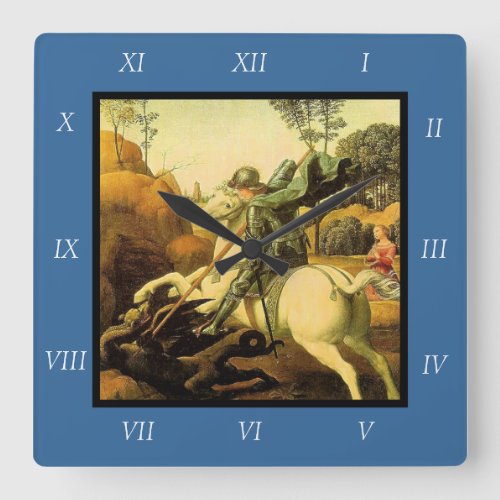 Raphaels St George and the Dragon circa 1505 Square Wall Clock