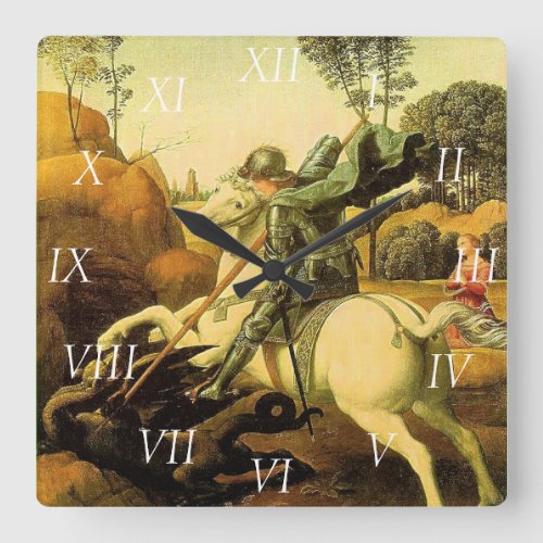 Raphaels St George and the Dragon circa 1505 Square Wall Clock