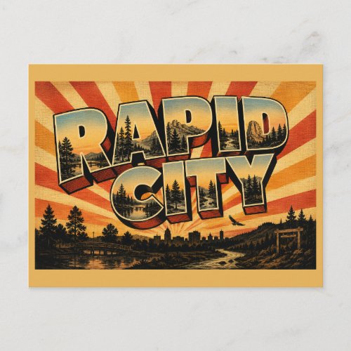 Rapid City SD Black Hills Canyon Lake Art Postcard