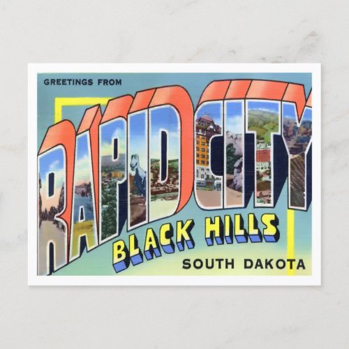 Rapid City South Dakota Vintage Big Letters Postcard