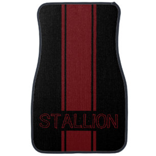 Rapid Red Metallic Racing Stripes Car Floor Mat