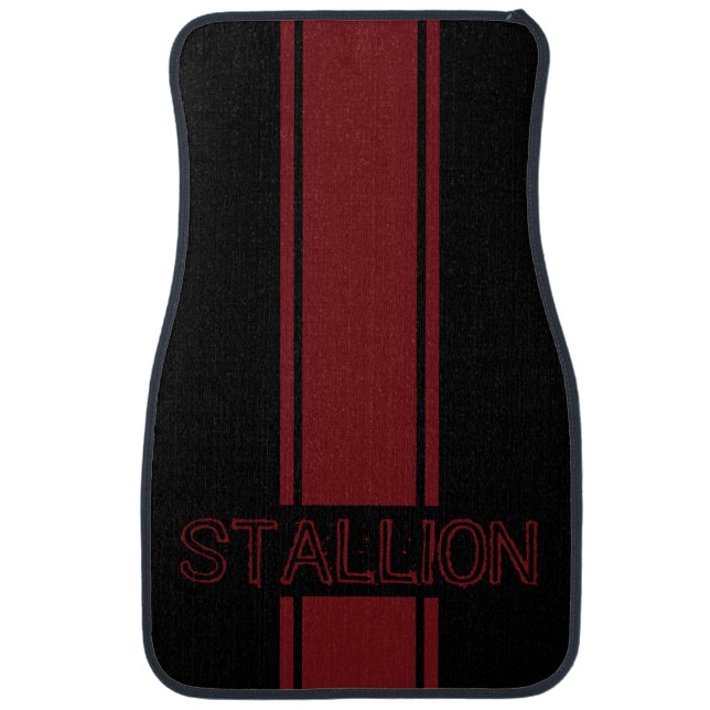 Rapid Red Metallic Racing Stripes Car Floor Mat (Front)