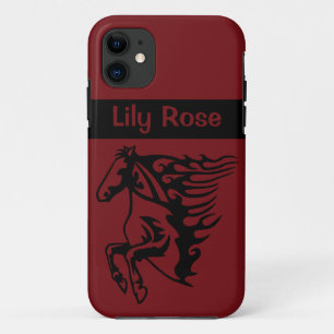 Rapid Red Pony Horse Bronco Stallion Lineart iPhone 11 Case