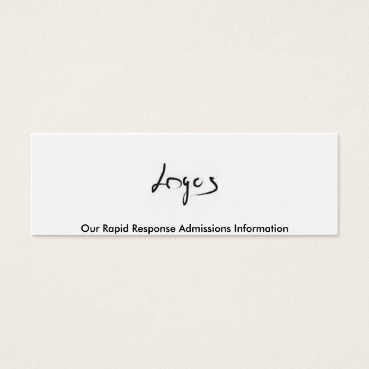 Rapid Response Admissions Information Card (Front)
