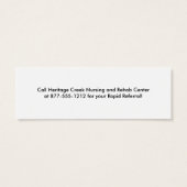 Rapid Response Admissions Information Card (Back)