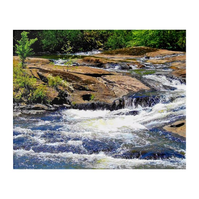 Rapid River Flow Over Rocks Acrylic Print (Front)