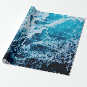 Rapid sea while sailing ship. Dramatic and picture Wrapping Paper