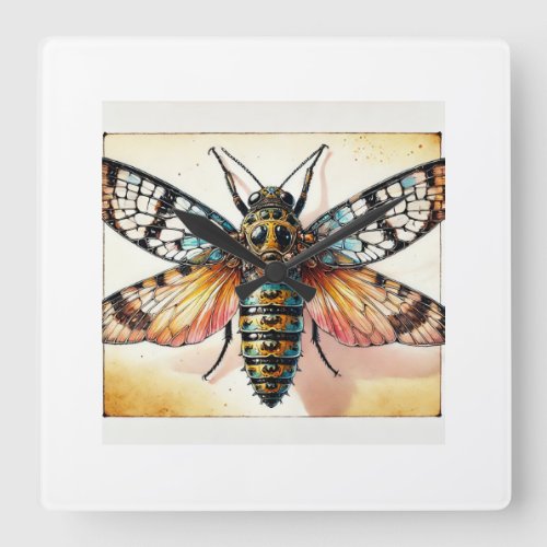 Rapisma Insect 210624IREF115 _ Watercolor Square Wall Clock