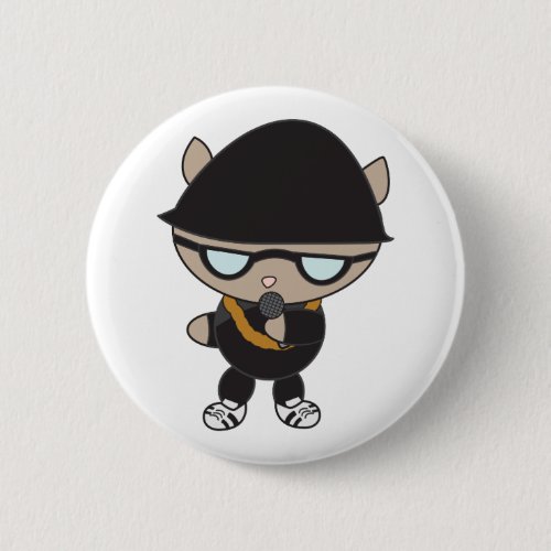 Rapper Cat in Bell Hat Button