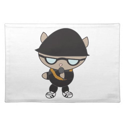 Rapper Cat in Bell Hat Cute Placemat