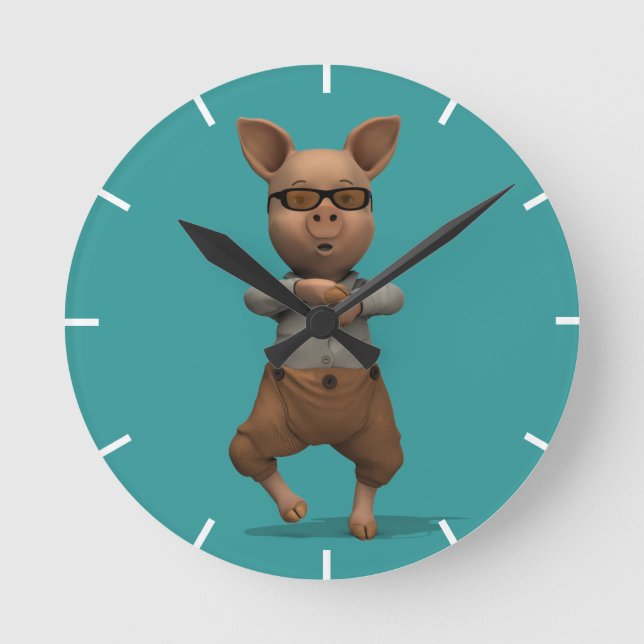Rapper Pig Round Clock (Front)